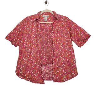 Vintage 90s Clementine 2 Piece Button Shirt Tank Top Flowers Nature Art Cottage